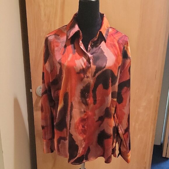 NWOT Bailey 44 Multicolor Button-Up Blouse Sz Large - Picture 1 of 8